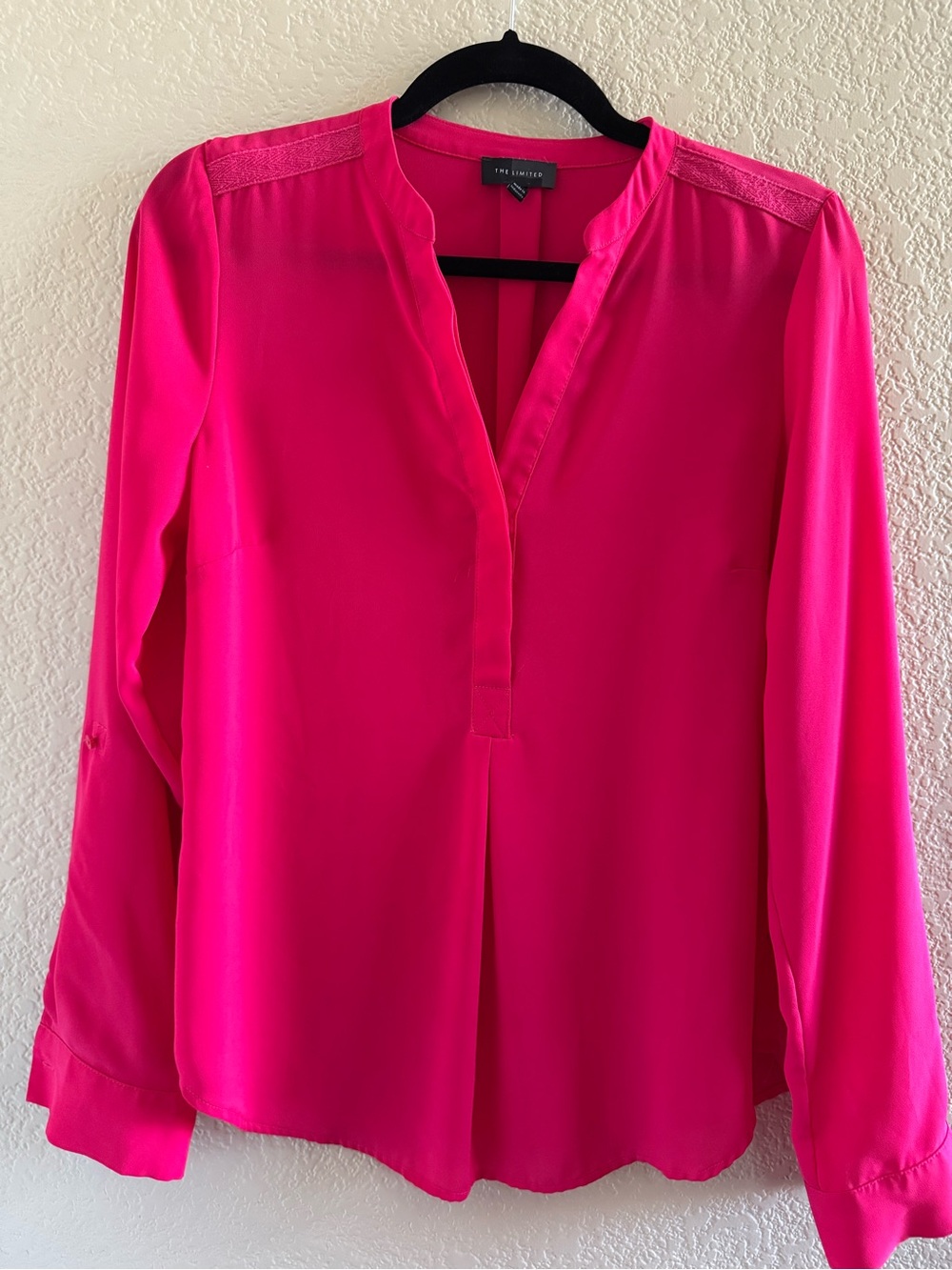 The Limited Hot Pink Split Neck Blouse